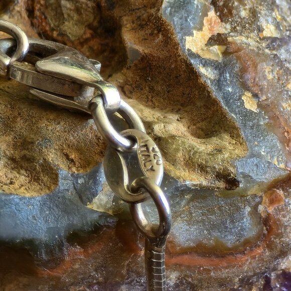 925 Italy Sterling Silver Dolphin 9" Anklet Lobster Clasp Snake Chain 6.6g - Picture 5 of 7